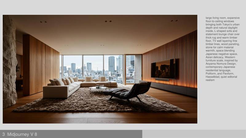 V8 生成的首爾風格室內空間：油膩感消失，更接近當代 Style